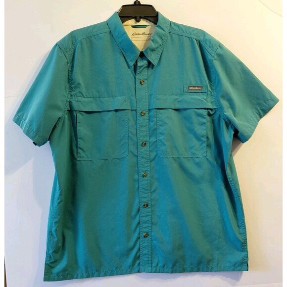 Men's Eddie Bauer Size XL Blue Fishing/Outdoors/Performance Button Front Shirt - Picture 1 of 8